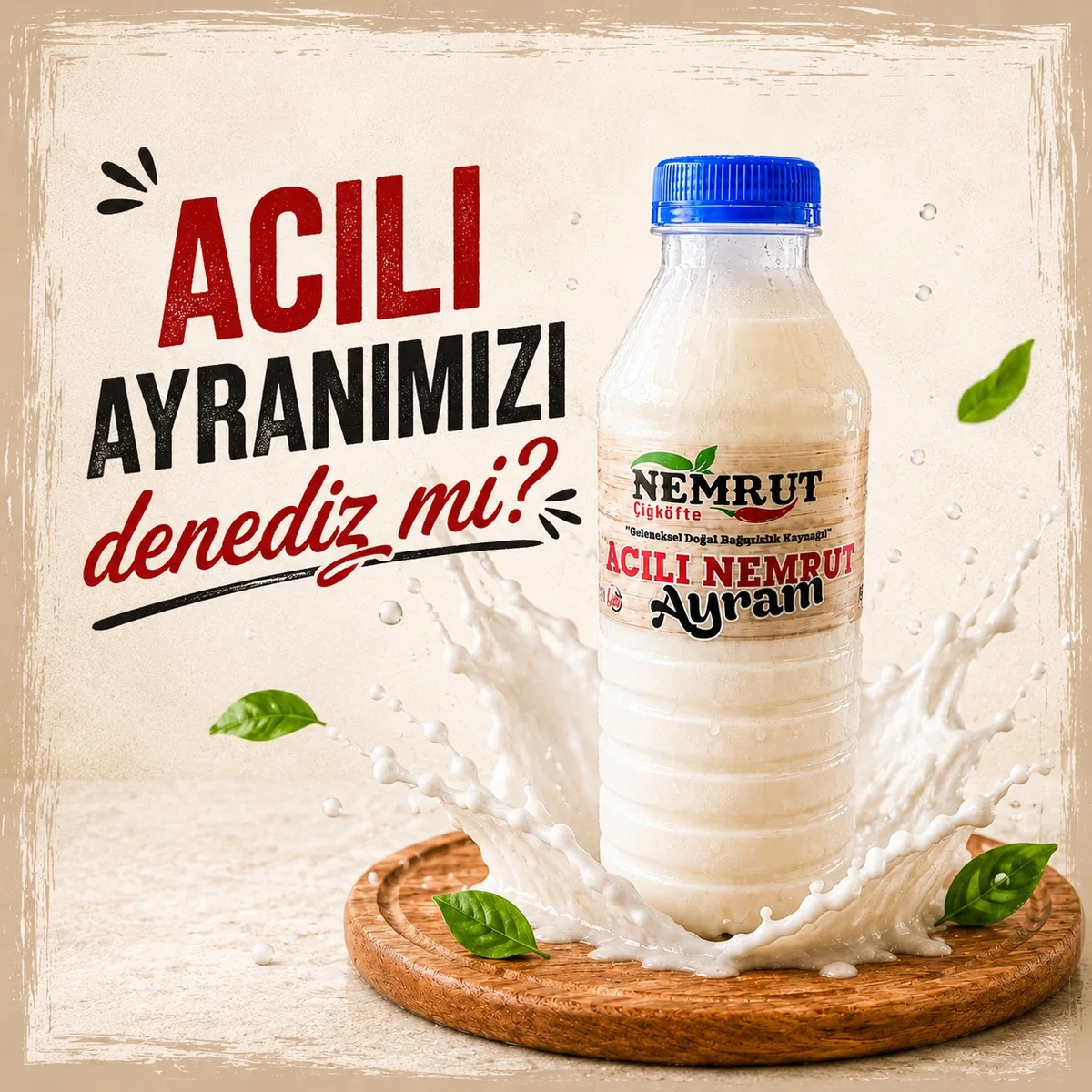 Acılı Nemrut Ayran sunumu