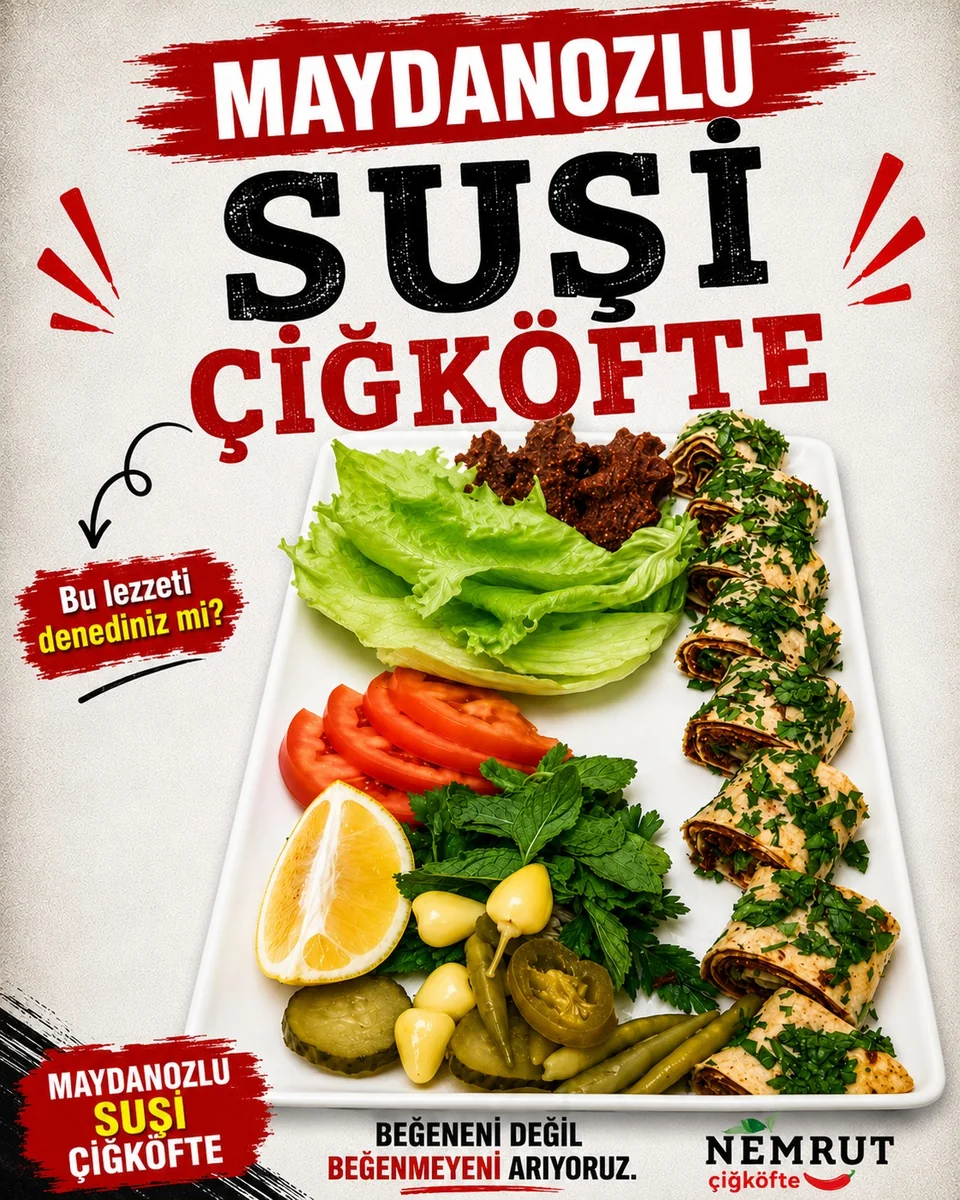 Maydanozlu Suşi sunumu